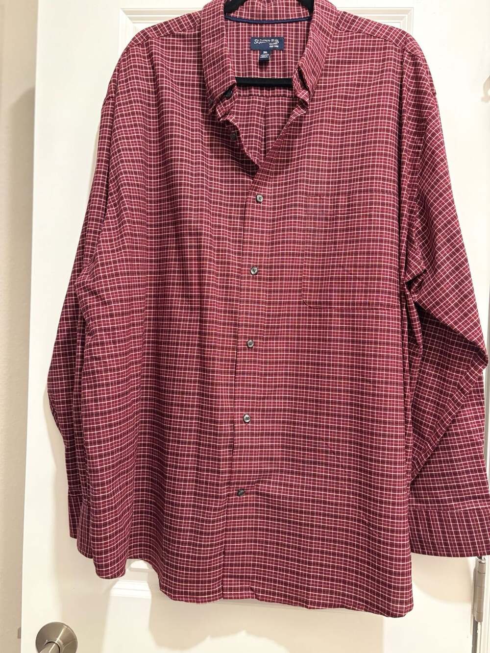 St. John's Bay Red Plaid Button Up Long Sleeve Shirt Men's 3XL